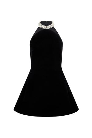 Crystal Embroidered Choker Halter Mini Dress DAVID KOMA | PF25DK82DBLACKSILVER